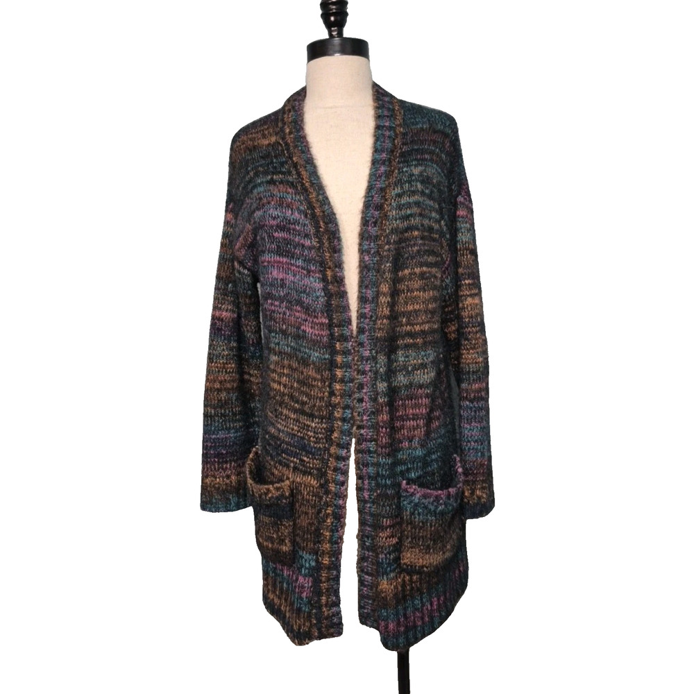 Margeaux & Ellie Cardigan Sweater Womens 1X Open Front Long Sleeved Multi Color